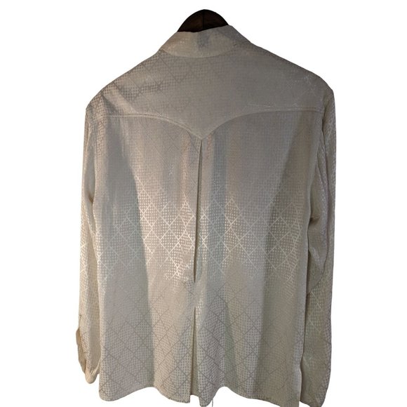 Vintage Liz Claiborne Satin Checkerboard print buttoned down shirt Sz 4 - Picture 5 of 10